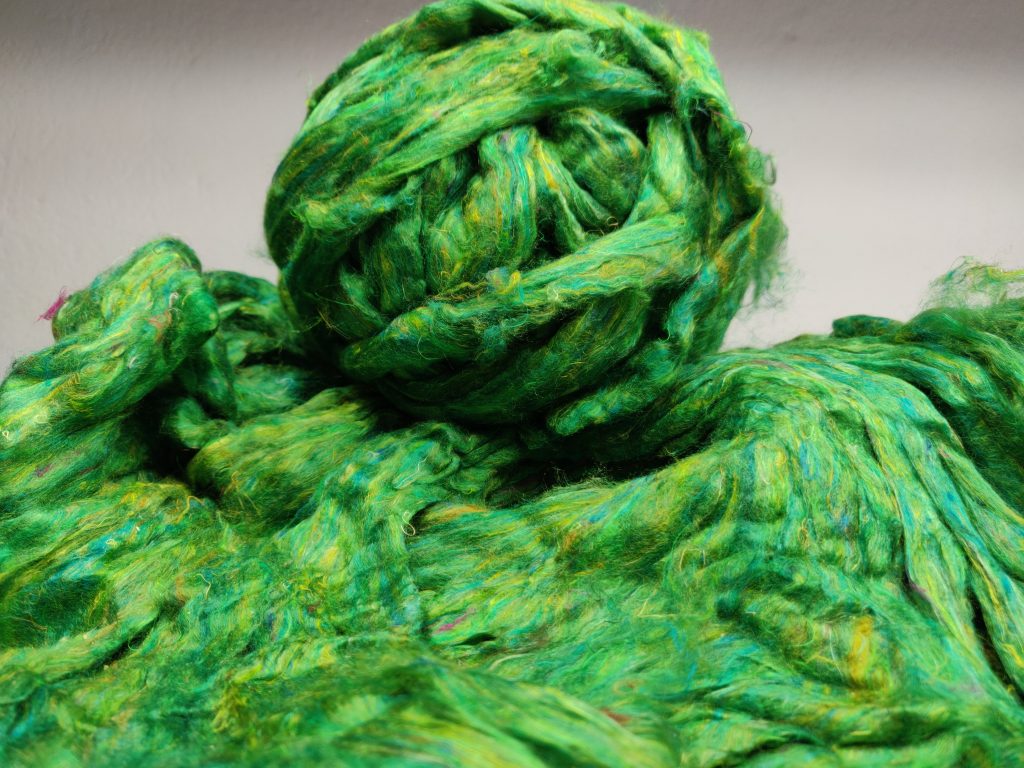 Recycled Sari Silk Sliver – Green