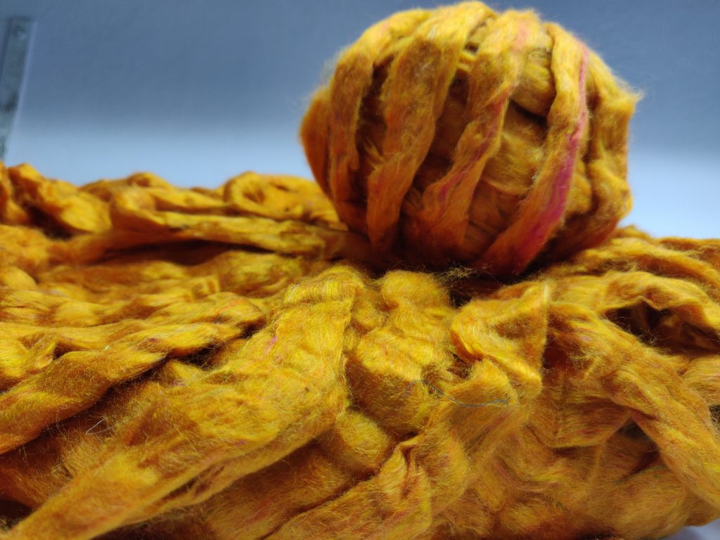 Recycled Sari Silk Sliver – Mustard