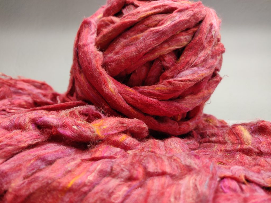 Recycled Sari Silk Sliver – Red