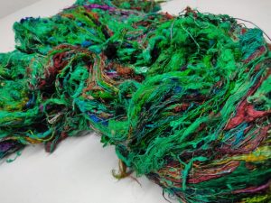 Recycled Sari Silk Fibre Batt – Green