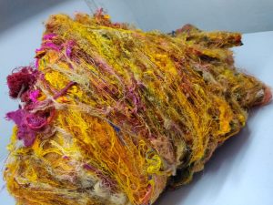 Recycled Sari Silk Fibre Batt – Yellow