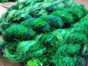 Recycled Sari Silk Yarn – Premium – Green